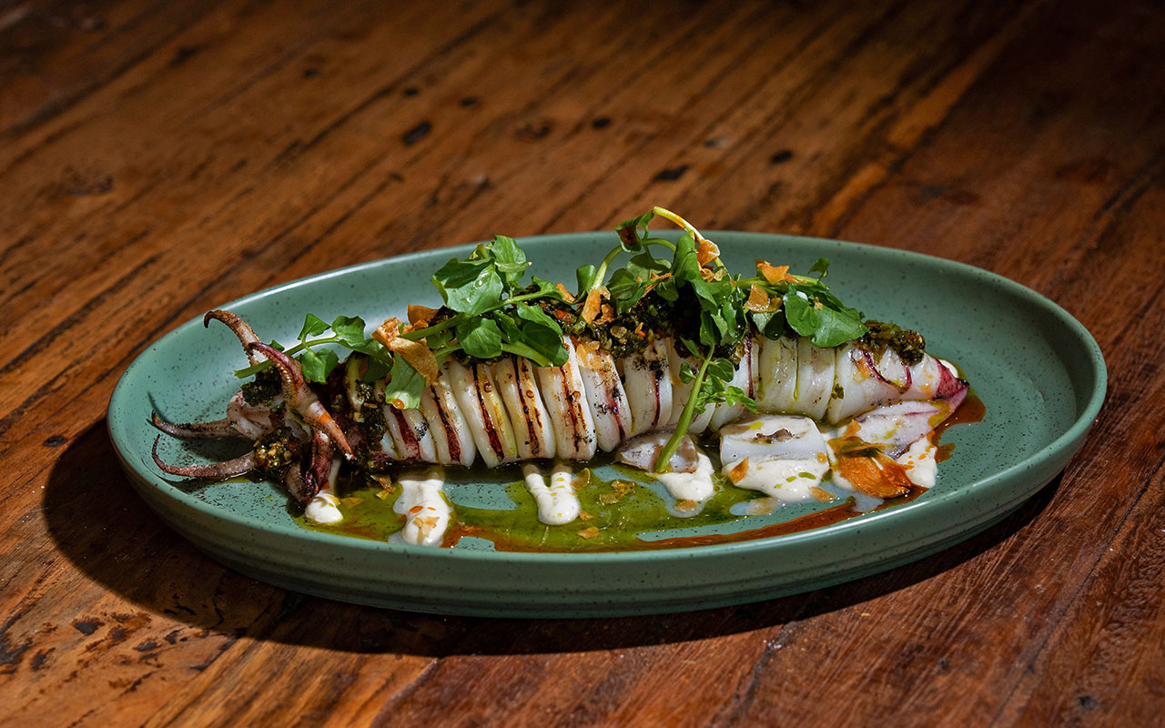 Charcoal-Grilled Calamari at the Best Mediterranean Restaurant in Seminyak